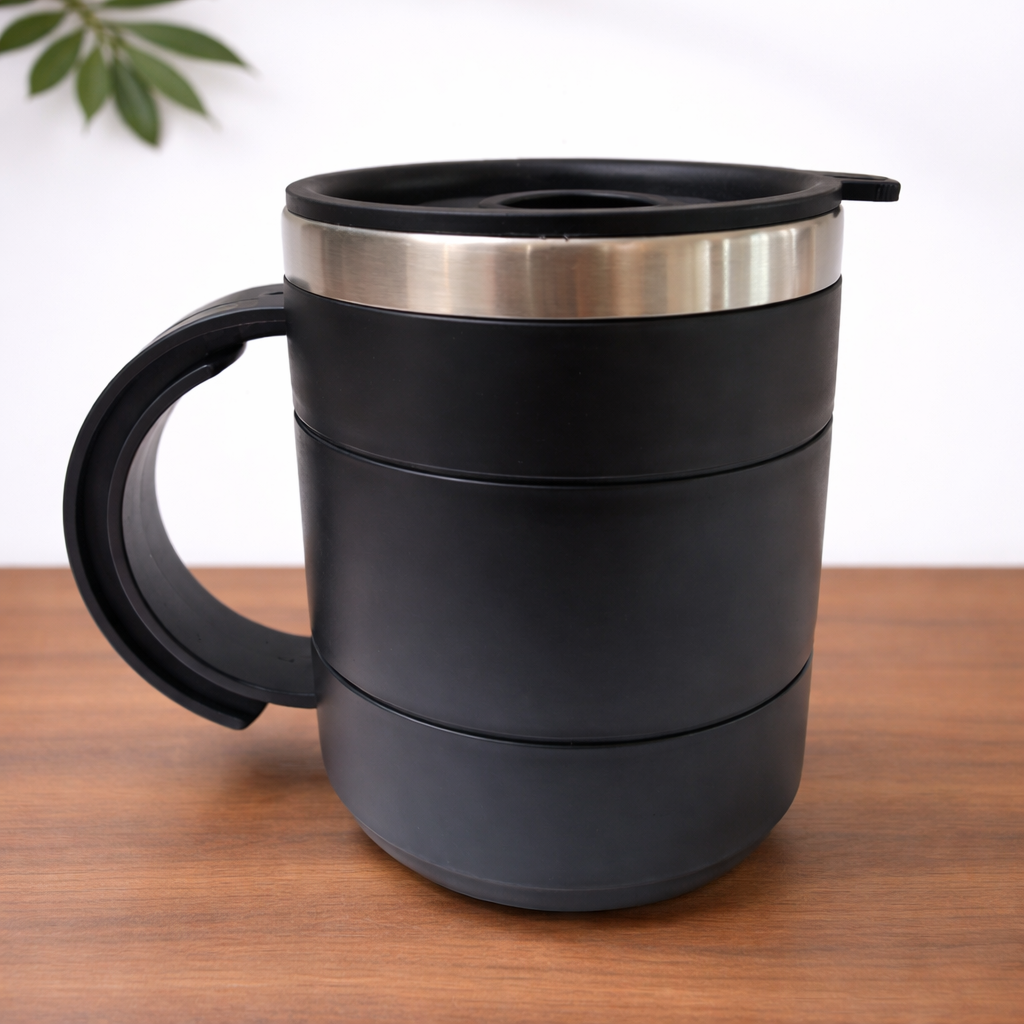 Ribbed Black Mug